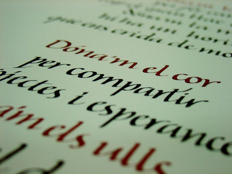 Cal·ligrafia de poema de Miquel Martí i Pol